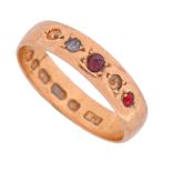 A Victorian 22ct gold wedding ring,  later gem set, Birmingham 1879, 3.2g, size M The collection