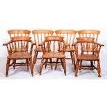 A set of three ash smoker's bows and five ash kitchen chairs The collection of C. W. Briggs (1906-