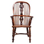 A Victorian yew wood Windsor chair, with elm seat, 101cm h The collection of C. W. Briggs (1906-