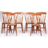 Six ash spindle back kitchen chairs, 20th c, ivorine trade label of L G Clarke Barrow on Soar The