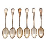 A set  of six Victorian silver dessert spoons,  Old English pattern, by John Round & Son Ltd,