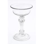 An English sweetmeat glass, c1750, the double ogee bowl on moulded pedestal stem and foot, 16cm h
