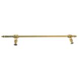 A Victorian brass curtain pole, with hexagonal offsets and terminals, 22cm projection, 165cm l The