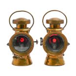 Veteran motoring. A pair of brass LUCAS'S PETROLEUM MOTOR-LAMP[S], early 20th c, left and right