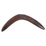 First nation peoples. Boomerang, Australia, late 19th c, incised with birds with brass pin eyes