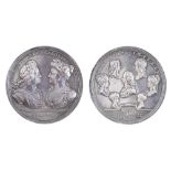George II and the Royal Family, 1732 silver medal by John Croker and John Sigismund Tanner, 69mm,