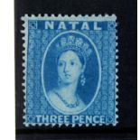 STAMPS – SOUTH AFRICA – NATAL 1859-60 3d blue, 1891 21/2d (2), 1874-99 5/- maroon, 5/- rose & 5/-
