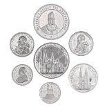 Europe, white metal 19th century, medallions of Belgium, Germany, Papal States, EF+ (7) From the