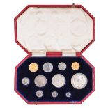 1902 Matt Proof Set, Sovereign to Maundy 1d, in fitted red leather box of issue (faults), the half-
