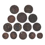 Tokens, 17th century, including Samuel Hart; Richard Kenion of Rochdale; John Lidon of Uplyme;