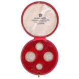 Queen Victoria, Maundy set, 1900, in contemporary round red leather box, toned, almost BU (4) From