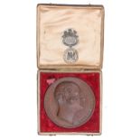 1827, Death of Frederick Duke of York, by Pistrucci, bronze 60mm, original leather box with Hamlet