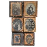 Photography. Six ambrotypes, mid-19th century and later, including a hand-tinted African American