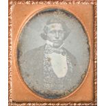 Photography. A quarter-plate daguerreotype portrait of a gentleman, c. 1850-56, half-length,