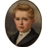 English School, early 20th c - Portrait of a Boy, shoulder-length, wearing a Union Flag tie pin,
