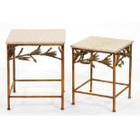 A graduated pair of painted metal faux bamboo occasional tables with granite top, 20th c, 50cm h; 41