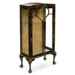 A black japanned china cabinet, c1930,  61cm l Minor wear and scratches but in good overall