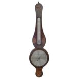 A Victorian barometer, Manticha & Co, Fecit, with alcohol thermometer, inlaid with round and oval