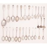 Miscellaneous silver dessert, tea and other spoons, George III and later, 17ozs 3dwts Wear