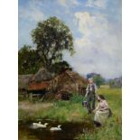 Henry John Yeend King RBA, RI (1855-1924) - The Duck Pond, signed, oil on canvas, 59.5 x 44.5cm In