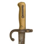 A French M1866 Chassepot bayonet and scabbard, dated 1874