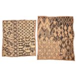 Tribal Art. Two French Colonial period Kuba textile squares, Congo, 50 x 60 and 39 x 45cm Good