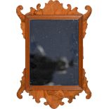 Two walnut fretted frame mirrors, 20th c