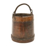 A stained wood, copper and iron oyster or other pail, 20cm h excluding handle Good condition