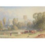 Myles Birket Foster RWS (1825-1899) - St Albans, signed with monogram, watercolour, 96 x 138mm In