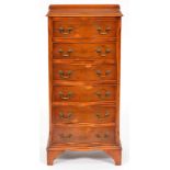 A serpentine yew wood chest of drawers, late 20th c, 104cm h; 37 x 49cm