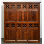 A pitch pine auctioneer's rostrum, early 20th c, altered from another article, 174cm h; 62 x 159cm