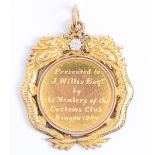 A Chinese gold pendant, c1900, set with an old cut diamond and engraved A token of our esteem and