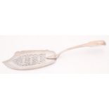 A George IV silver fish slice, Fiddle pattern, engraved with fish and acorns, by Thomas Dicks,