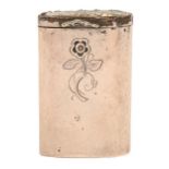 A Continental silver drawer type vesta case, engraved with a flower, 65mm l, import marked,