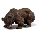 A Russian bronze sculpture of a bear, late 19th c, 10.5cm l Fine quality and condition with light