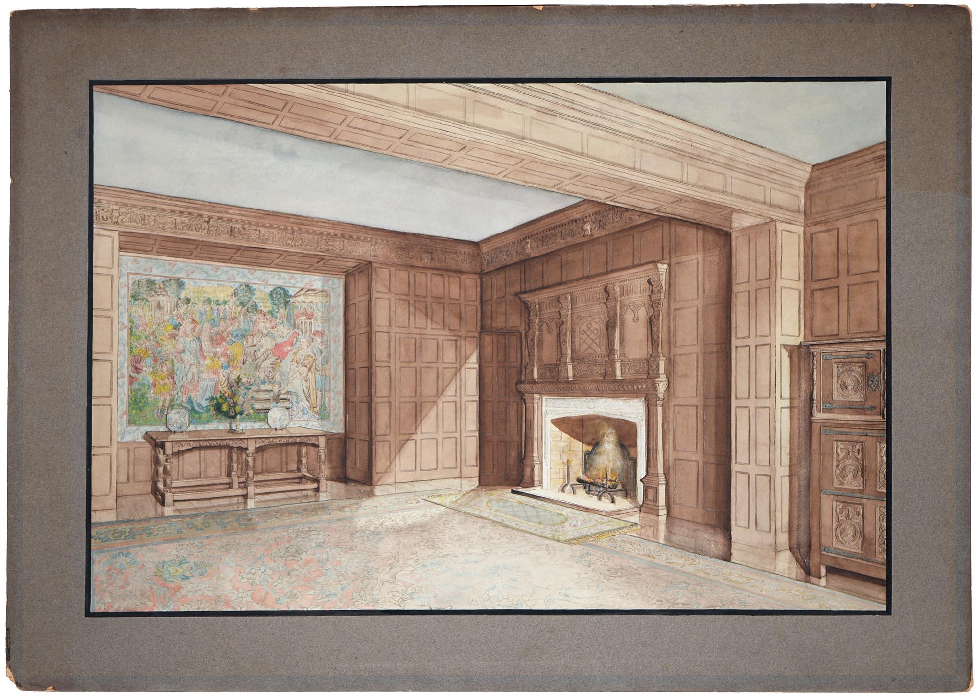 Jose Arthur Gerald Stone (1894-1917) - Interior of two English Panelled Rooms with 17th Century - Image 4 of 4