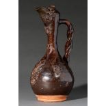 Ottoman ceramics. A Canakkale glazed terracotta ewer, late 19th c, with typical sprigged