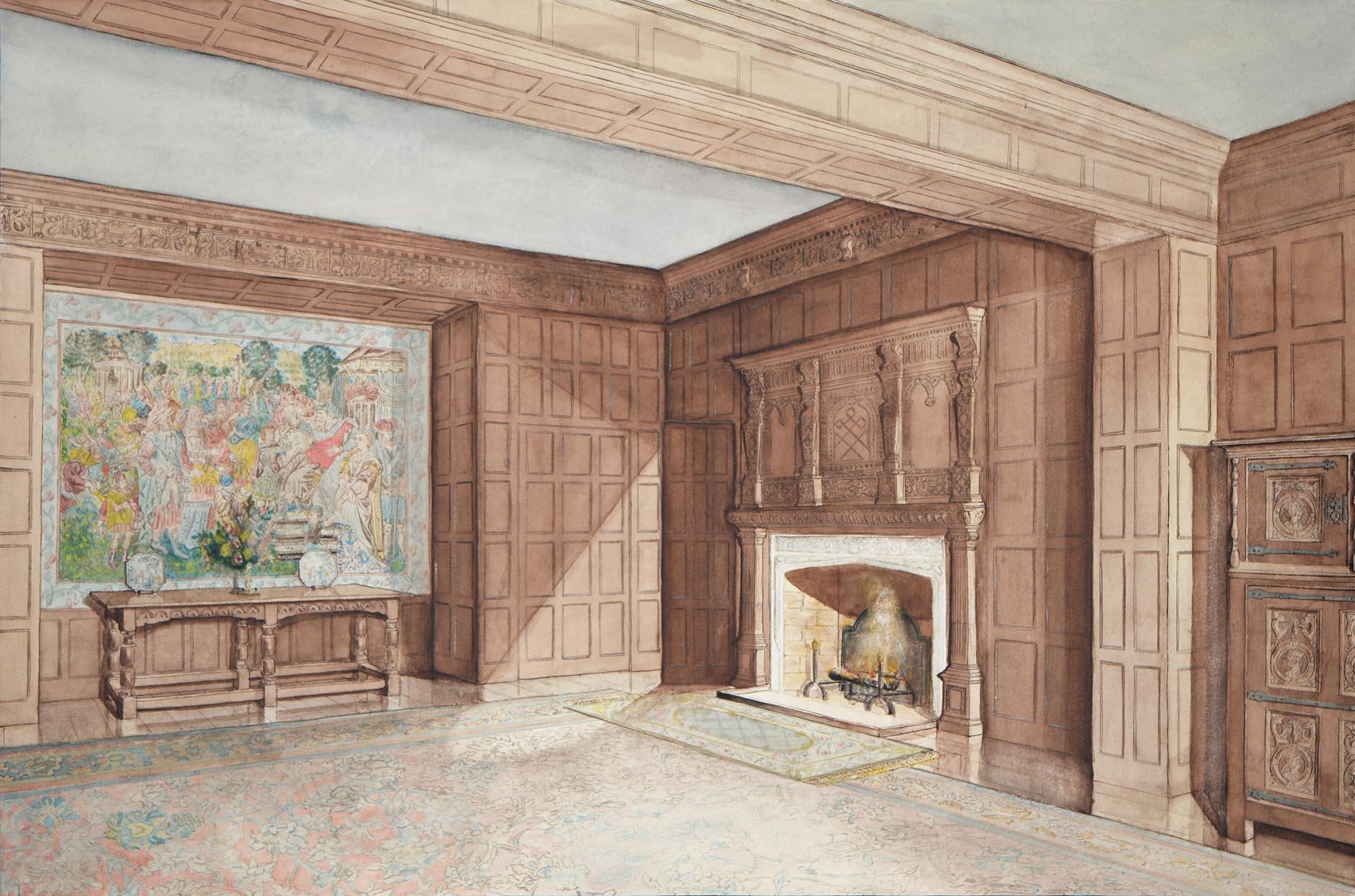 Jose Arthur Gerald Stone (1894-1917) - Interior of two English Panelled Rooms with 17th Century - Image 3 of 4