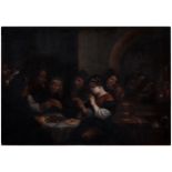 Manner of Adriaen Brouwer - Tavern Scene, oil on canvas, 86 x 124cm Craquelure, with pockets of