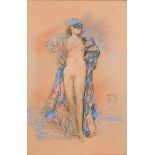 After J.A.M. Whistler - Masquerade, Study of a Female Nude, indistinctly monogrammed, charcoal and