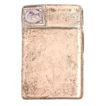 A Victorian silver and enamel combined cigarette, vesta and postage stamp case, decorated with an