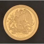 Gold coin. Isle of Man proof one tenth Angel 2020