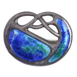 Charles Horner. An Arts and Crafts silver and translucent enamel brooch, 28mm l, maker's mark,