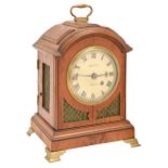 An English satinwood timepiece, Durant, London, early 19th c, with painted dial, fusee movement with