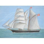 British School - Portrait of the fore-and-aft Rigged Twin Masted Sailing Vessel "Alf", with