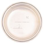 A Danish silver dish, engraved with submarine and bi-plane and inscribed STOCKHOLM 22 MAJ 1919,