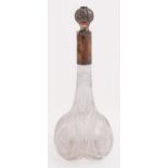 A Victorian silver mounted brilliant cut glass decanter and stopper, the lobed body with flared