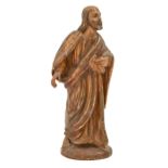 A Continental polychrome wood figure of a male saint, 19th c, 28cm h Decoration dirty and worn