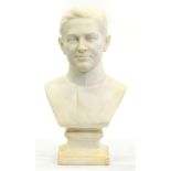 Northern European School, 19th / early 20th c - Portrait Bust of a Man, statutory marble, 59cm h