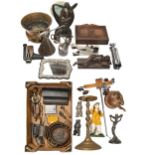 Miscellaneous ornamental metal work and wooden articles, late 19th c and later, to include a mid-